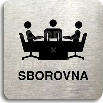 Informační tabulka Stříbrný piktogram "sborovna" s černým&nbsp;textem bez rámečku -