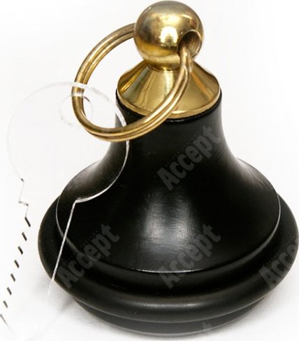 Klíčenka dřevěná s gumou (černá) - černá - zlatý úchyt