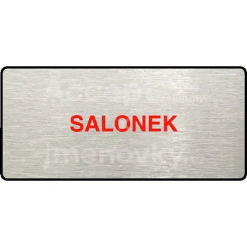 Informační tabulka Stříbrný&nbsp;piktogram "SALONEK" s červeným textem a rámečkem&nbsp;-