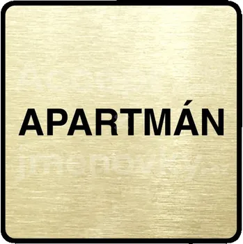 Informační tabulka Zlatý piktogram "apartmán" s černým&nbsp;textem a rámečkem&nbsp;-