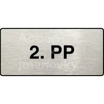 Informační tabulka Stříbrný piktogram "2. PP" s černým&nbsp;textem a rámečkem&nbsp;-