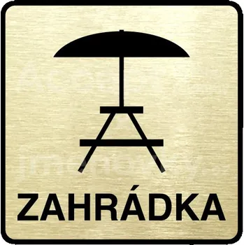 Značení Zlatý piktogram "zahrádka III" s černým&nbsp;textem a rámečkem&nbsp;-