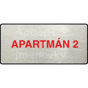 Informační tabulka Stříbrný&nbsp;piktogram "APARTMÁN 2" s červeným textem a rámečkem&nbsp;-