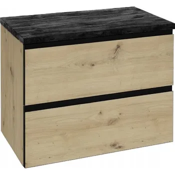 Koupelnový nábytek Sada závěsné koupelnové skříňky pod umyvadlo s černou deskou 60x50x46 cm