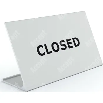 Jmenovka na stůl Informační stojánek D-62 "CLOSED" - stříbrná