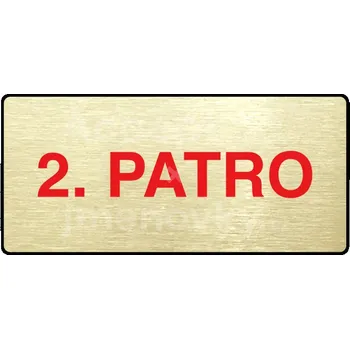 Značení Zlatý&nbsp;piktogram "2. PATRO" s červeným textem a rámečkem&nbsp;-