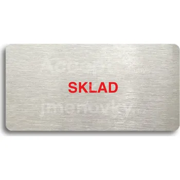 Informační tabulka Stříbrný&nbsp;piktogram "SKLAD" s červeným textem bez rámečku&nbsp;-