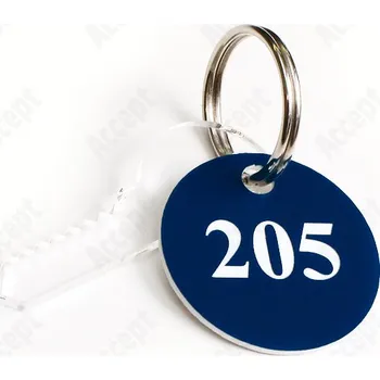 ACCEPT Klíčenka plastová kulatá (Ø 35 mm) - modrobílá (tmavá)