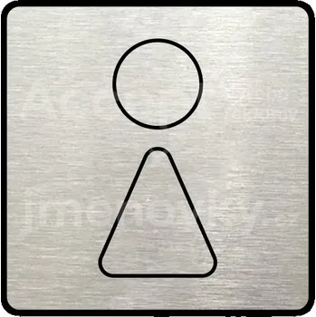 Informační tabulka Stříbrný piktogram "WC ženy III" s černým&nbsp;textem a rámečkem&nbsp;-