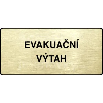 Informační tabulka Zlatý piktogram "EVAKUAČNÍ VÝTAH" s černým textem a rámečkem -