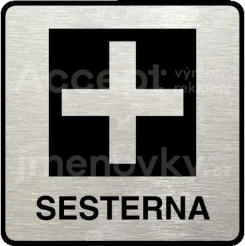 Značení Stříbrný piktogram "sesterna" s černým&nbsp;textem a rámečkem&nbsp;-