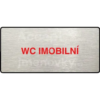Informační tabulka Stříbrný piktogram "WC IMOBILNÍ" s červeným textem a rámečkem -