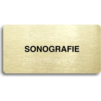 Informační tabulka Zlatý piktogram "SONOGRAFIE" s černým&nbsp;textem bez rámečku&nbsp;-
