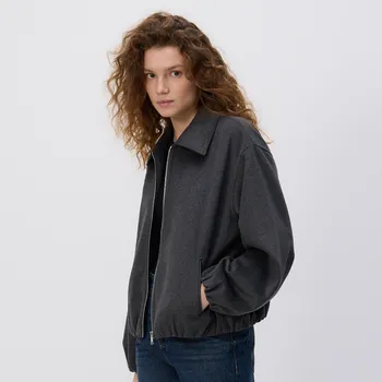 Dámský kabát Reserved - Bomber bunda s límcem - tmavě šedá - 608HJ-90M - 608HJ-90M-M