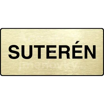 Značení Zlatý piktogram "SUTERÉN" s černým&nbsp;textem a rámečkem&nbsp;-