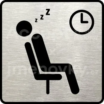 Značení Stříbrný piktogram "čekárna VIII" s černým textem a rámečkem - 80 x 80 mm