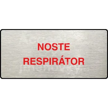 Značení Stříbrný&nbsp;piktogram "NOSTE RESPIRÁTOR" s červeným textem a rámečkem&nbsp;-