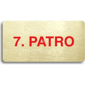 Značení Zlatý&nbsp;piktogram "7. PATRO" s červeným textem bez rámečku&nbsp;-