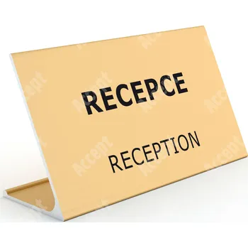 Jmenovka na stůl Informační stojánek D-62 "RECEPCE, RECEPTION" - zlatá