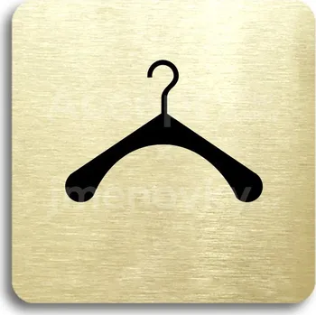 Značení Zlatý piktogram "šatna" s černým textem bez rámečku -