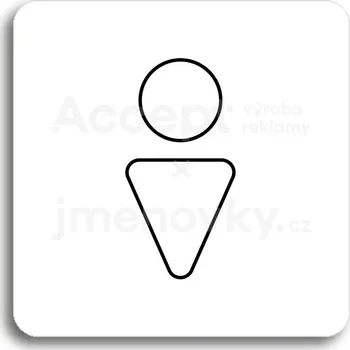 Značení Bílý piktogram "WC muži III" s černým textem bez rámečku -