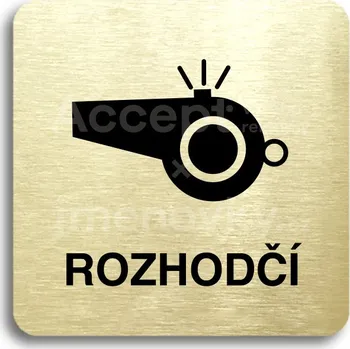 Značení Zlatý piktogram "rozhodčí III" s černým textem bez rámečku -