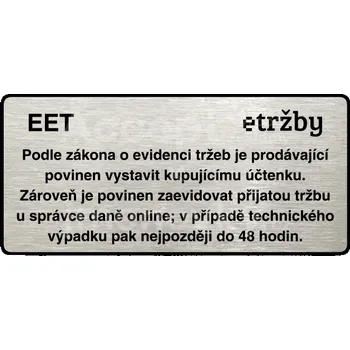 Informační tabulka Stříbrný piktogram "EET - běžný režim" s černým&nbsp;textem a rámečkem&nbsp;-