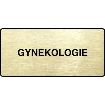 Informační tabulka Zlatý piktogram "GYNEKOLOGIE" s černým&nbsp;textem a rámečkem&nbsp;-