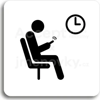 Informační tabulka Bílý piktogram "čekárna VII" s černým textem bez rámečku&nbsp;-