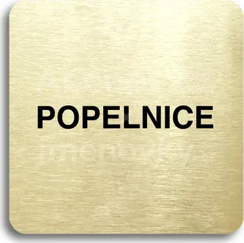 Informační tabulka Zlatý piktogram "popelnice" s černým&nbsp;textem bez rámečku&nbsp;-