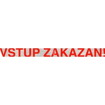 Informační tabulka Stříbrný&nbsp;piktogram "VSTUP ZAKÁZÁN" s červeným textem bez rámečku&nbsp;-