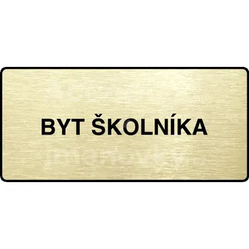 Informační tabulka Zlatý piktogram "BYT ŠKOLNÍKA" s černým&nbsp;textem a rámečkem&nbsp;-