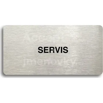 Informační tabulka Stříbrný piktogram "SERVIS" s černým textem bez rámečku -