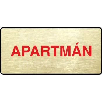 Informační tabulka Zlatý piktogram "APARTMÁN" s červeným textem a rámečkem -