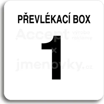 Informační tabulka Bílý piktogram "převlékací box XI" s černým textem bez rámečku&nbsp;-