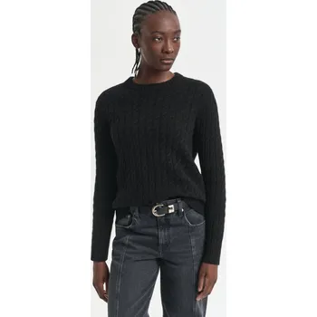 Dámský svetr SVETR GANT CASHMERE CABLE C-NECK BLACK