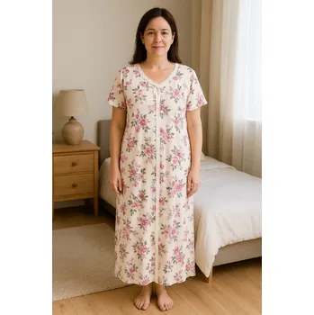 Dámská noční košile Noční košile Růžičky- krémová Velikost: M
