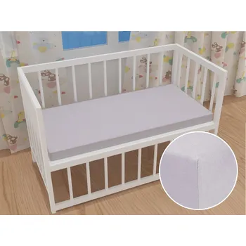 Prostěradlo Dětské jersey napínací prostěradlo do postýlky JR-028 Světle šedé 60 x 120 x 10 cm - do postýlky