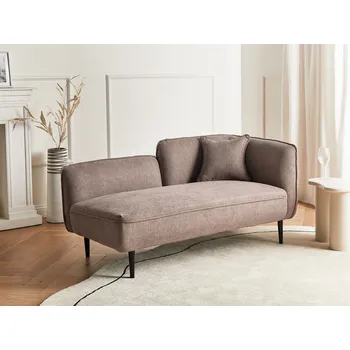 Křeslo Lenoška světle hnědá polyesterové čalounění kovové nohy pravostranná s polštářem moderní design Beliani