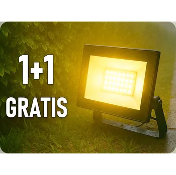 LED reflektor 20W, 1510lm, IP65, 110°, černý, 1+1 zdarma! Studená bílá