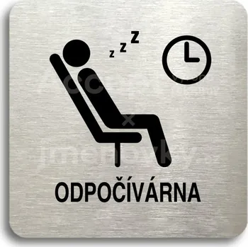 Informační tabulka Stříbrný piktogram "odpočívárna IV" s černým textem bez rámečku -