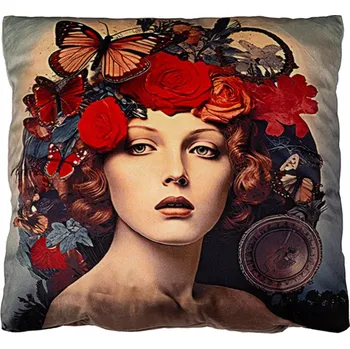 Povlak na polštářek Povlak na polštář 40x40 na zip velur - Obraz Alfons Mucha