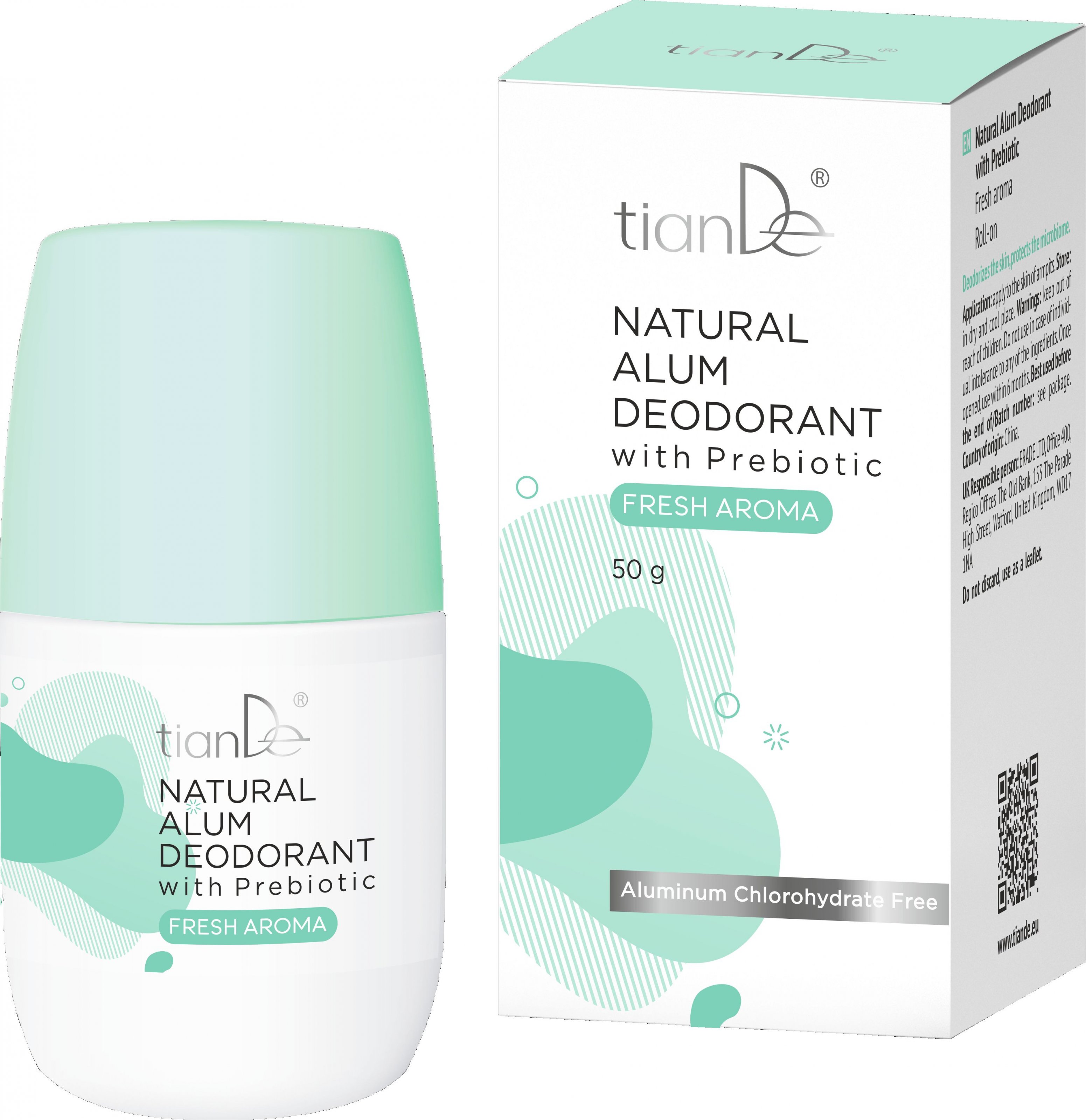tianDe Kamencový deodorant s prebiotiky, svěží vůně, 50 g