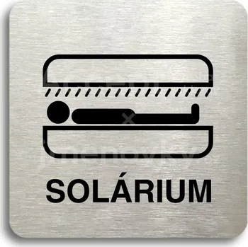 Informační tabulka Stříbrný piktogram "solárium VI" s černým&nbsp;textem bez rámečku -
