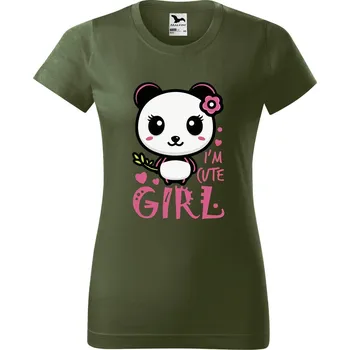 Dámské tričko DOBRÝ TRIKO Dámské tričko s potiskem Cute girl Barva: Khaki, Velikost: XL