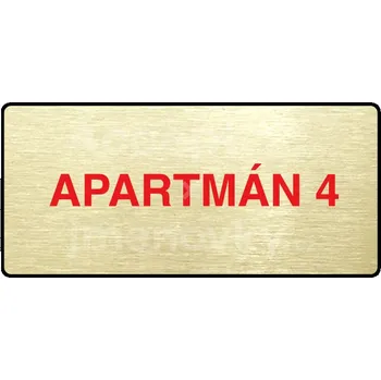 Informační tabulka Zlatý&nbsp;piktogram "APARTMÁN 4" s červeným textem a rámečkem&nbsp;-