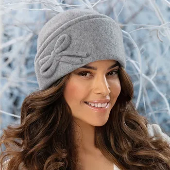 Čepice Dámská zimní čepice z 100% vlny - šedý melanž Krumlovanka W-0880/866
