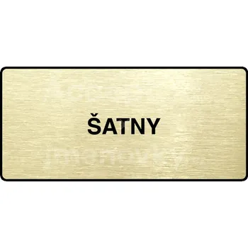Informační tabulka Zlatý piktogram "ŠATNY" s černým textem a rámečkem -