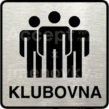 Informační tabulka Stříbrný piktogram "klubovna II" s černým&nbsp;textem a rámečkem&nbsp;-