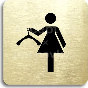 Informační tabulka Zlatý piktogram "převlékací box VII" s černým&nbsp;textem bez rámečku&nbsp;-